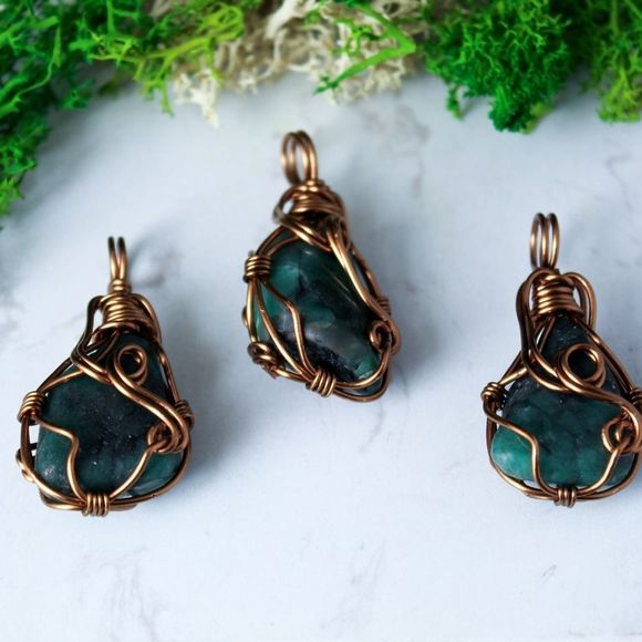 Adjustable necklace cord pendant semiprecious stones wire wrapped - Picture 5 of 5